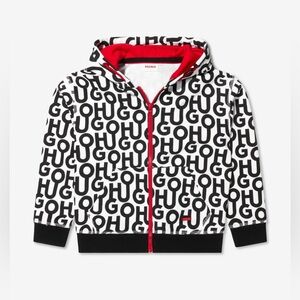 HUGO Kids Monochrome Logo Zip Hoodie